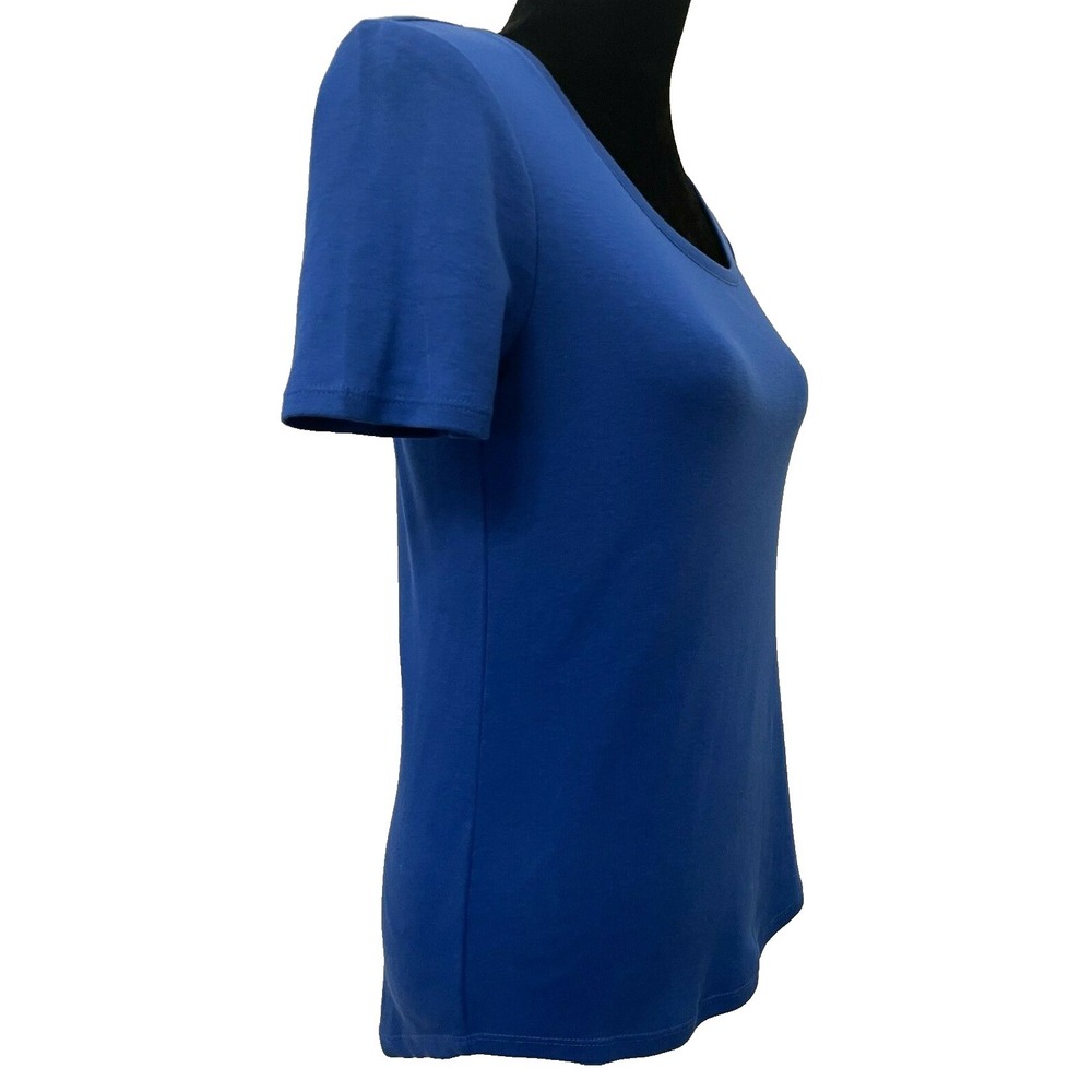 Chico's The Ultimate Tee Womens Short Sleeve T-Shirt Top Size 0 Blue Cotton - Picture 6 of 12